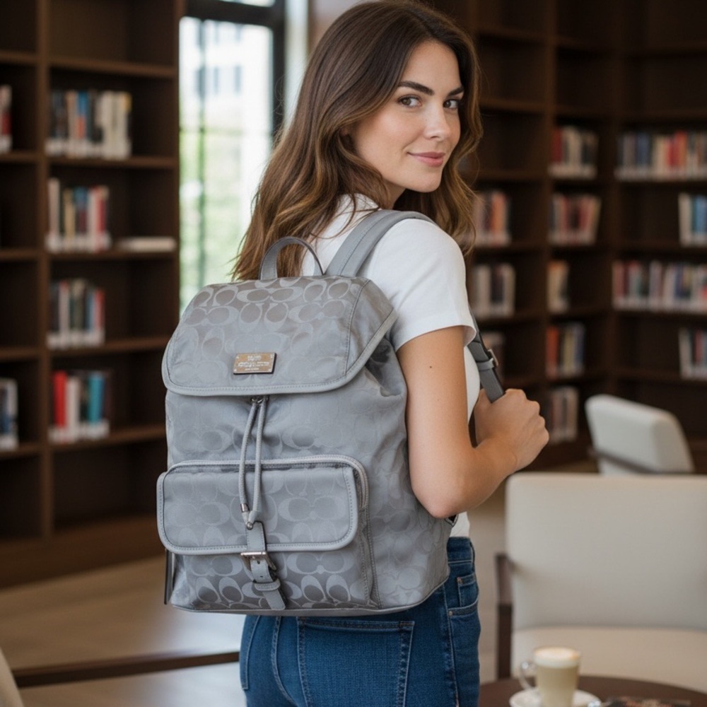 💯 Coach Charcoal NWOT  Signature Backpack 🎒 🤩